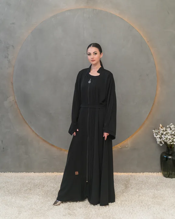 BEDOON ESSM FULL ZIP PINTUCK ABAYA ZPT01