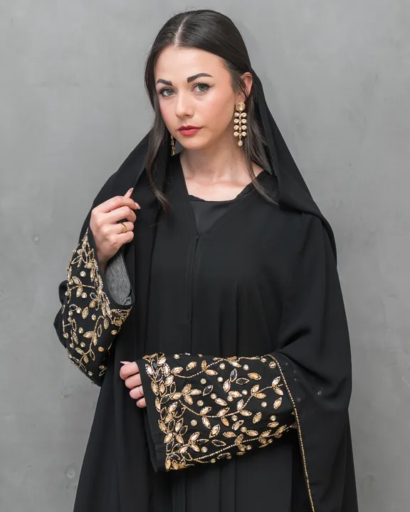 BEDOON ESSM Gold and Black Luxury Abaya GBH03